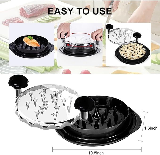 Chicken Shredder ，chicken shredder tool twist，Tool with Anti-Slip Handle chicken shredder tool, Visible Meat Shredder, BPA-Free Lid, Ideal for Pork, Beef, and Chicken. Includes Brush and Fork (red)