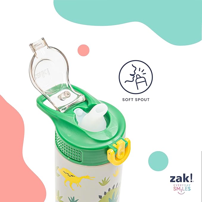 Zak Designs Sonic the Hedgehog Sage Kids Water Bottle For School or Travel, 19oz Stainless Steel Water Bottle With Straw, Handle, and Leak-Proof, Pop-Up Spout Cover (Sonic & Shadow)