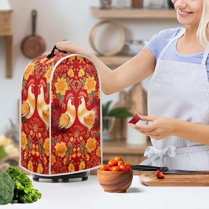 Rooster Dust Cover Kitchen Blender Cover Flower Washable Toaster Bread Maker Dustproof Cover Kitchen Appliance M