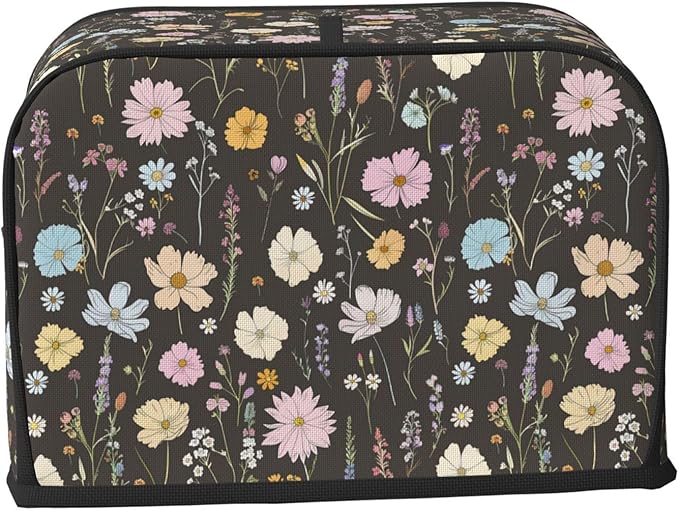 Toaster Cover 2 Slice Vintage Flower Botanical Leaf Kitchen Small Appliance Covers with Pockets Dust and Fingerprint Protection