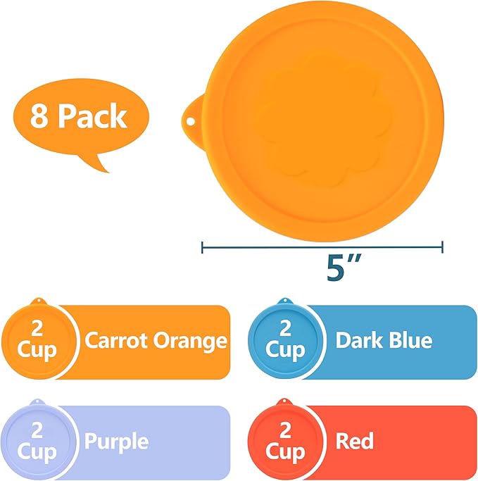 LUVCOSY 2 Cup Silicone Replacement Lids Storage Cover for Pyrex 7200-PC Glass Bowls (Container not Included) 8 Pack Microwave, Dishwasher and Freezer Safe