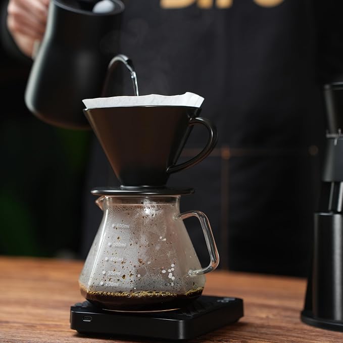 Artisan Series Coffee Dripper Made of High Fired Ceramic Material, Size 02, Ceramic Pour Over Coffee Maker Filter, Coffee Slow Brewing Accessories for Home, Office and Cafe, Black
