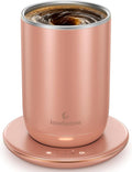 Self Heated Stirring Coffee Mug, 10oz Auto Mixing Cup with Warmer, Rose | 3 temp settings, food-grade stainless steel interior, 8-hour auto shut-off, plug-in desk mug with Warmer for office home