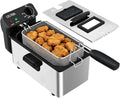 OSTBA Electric Deep Fryer with Basket, 1500W Stainless Steel Countertop Deep Fryer, 3.2QT Oil Capacity, Adjustable Temperature Control, Viewing Window, Removable Oil Container, Overheat Protection