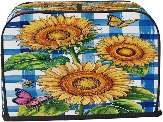 Sunflower Colorful Butterfly 4 Slice Toaster Cover Dust And Fingerprint Bread Maker Cover Bakeware Protector Washable Appliance Covers Kitchen Accessories For Home Kitchen Women Gift