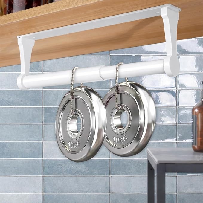 MONEER Kitchen Roll Holder Under Cabinet, Paper Towel Holder, Aluminum Alloy Kitchen Towel Holders, Self Adhesive Kitchen Roll Holder for Kitchen, Bathroom, Living Room (White)