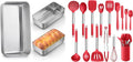 LIANYU 3 Pack Loaf Pans for Baking Bread and 15-Piece Cooking Kitchen Utensils Set with Holder, 9x5 Inch Bread Pan with Silicone Kitchen Tools Stainless Steel Handle