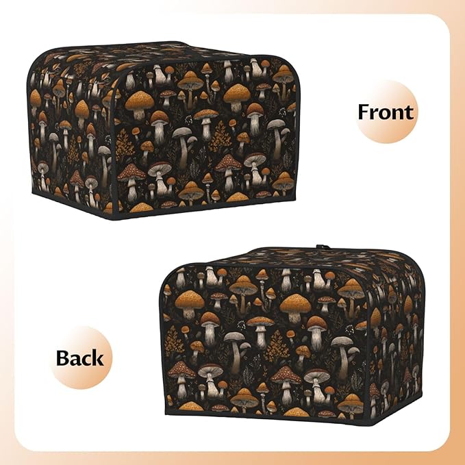 Toaster Cover 4 Slice Vintage Mushroom Leaf Kitchen Small Appliance Covers with Pockets Dust and Fingerprint Protection
