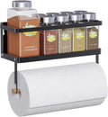 Thipoten Magnetic Spice Rack, 2-in-1 Foldable Strong Magnetic Shelf with Paper Towel Holder, Perfect Space Saver for Small Kitchen/Apartment, Easy to Install on the Side of Refrigerator(Black)
