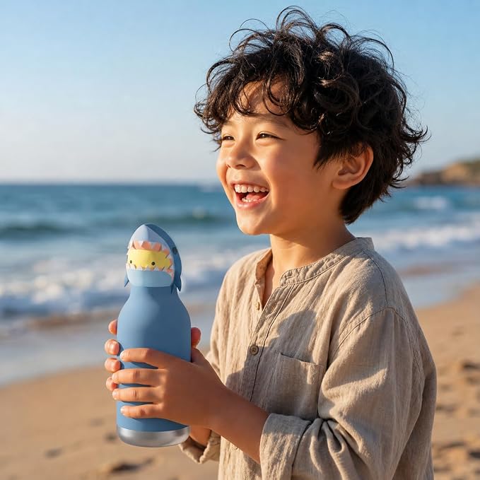 asobu Bestie Bottle Limited Edition Collectible Kids Water Bottle with Animal Character Lid 16oz (460ml) Insulated Stainless Steel, Leakproof, Reusable with Straw Fun Gift for Girls & Boys