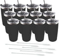 Amtidy 16 Pack 20oz Stainless Steel Tumbler with Lid, Powder Coated Vacuum Insulated Tumbler Cup, With straw and cleaning brushDouble Wall Coffee Tumbler, Powder Coated Travel Mug