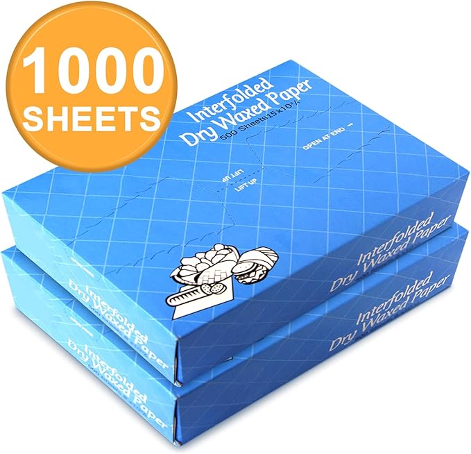 Fit Meal Prep 1000 Sheets 15 x 10.75” Dry Wax Paper Sheets for Food, Greaseproof Sandwich Wrapping, Interfolded Deli Wax Paper for Fries, Burgers, Food Basket, Made in USA