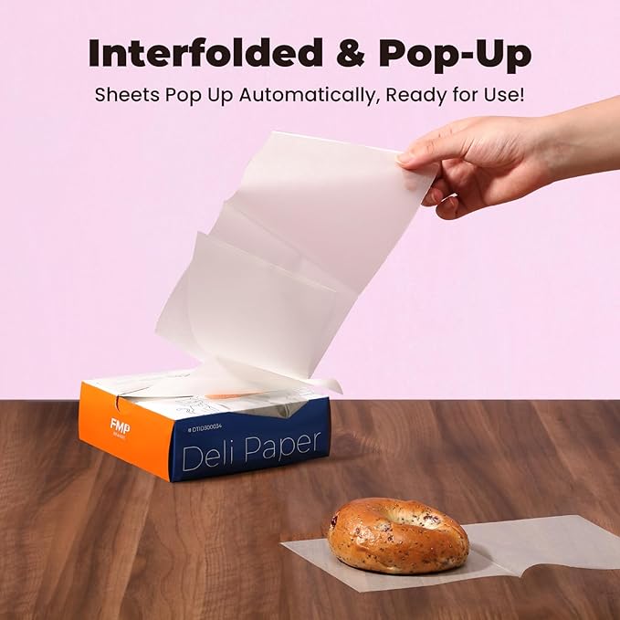 Fit Meal Prep [6000 Pack] 6 x 10.75" Wax Paper Sheets for Food, Interfolded Precut Deli Pop Up Grease-Proof Sandwich Paper Wraps, Waterproof for Lunch, Food Basket, Microwave Cover, BBQ