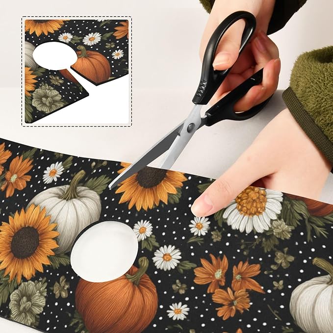 Kitchen Sink Splash Guard 1 PC 30 Inch Sink Faucet Mat Splash Guard for Bathroom Countertop Water Absorbent Foldable Cuttable Soft Washable Black Dotty Pumpkins Sunflowers Daisy