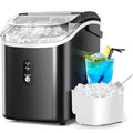Crzoe Nugget Ice Maker Countertop with Self-Cleaning Function, Sonic Ice Machine with Handle, 35Lbs/24H, Compact Design for Home/Office Use(Black)