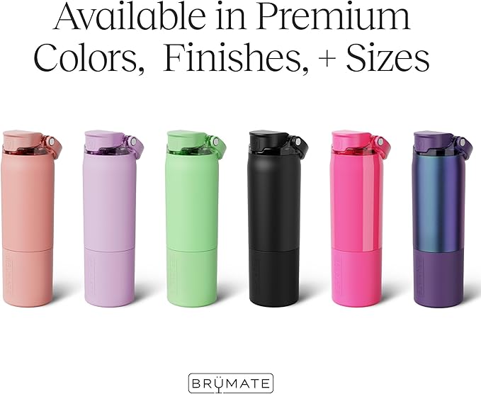 BrüMate Rise 25oz Water Bottle With 100% Leakproof Covered Silicone Straw | Insulated Stainless Steel Water Bottle | Cup-Holder Friendly | Fast Flow | Soft Sip Silicone Spout | BPA-Free (Guava)
