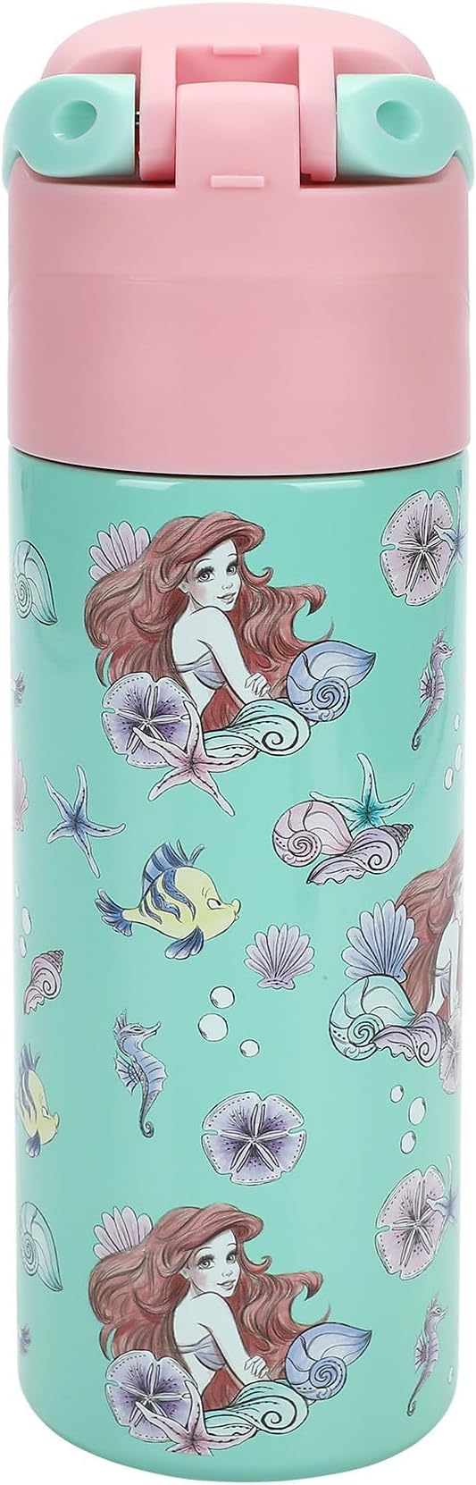 Bioworld The Little Mermaid Ariel & Flounder All-Over Print 24 Oz Stainless Steel Water Bottle