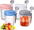PATKAW 4 Pcs 400ml Glass Breakfast Oats Containers with Lids and Spoons, Airtight Storage Jars Set in Pastel Colors for Meal Prep and Food Storage