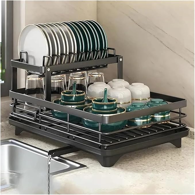 Compatible For Dish Drying Rack Adjustable Kitchen Plates With Drainboard Over Sink Countertop Cutlery Storage Holde