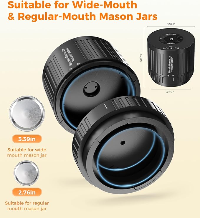 Electric Mason Jar Vacuum Sealer Kit - 2 Modes for Vacuum and Fast Marinade, 10 Sealing Lids - Preserve Freshness Efficiently, Ideal for Canning Jams, Pickles, Dry Foods, Grains Storage