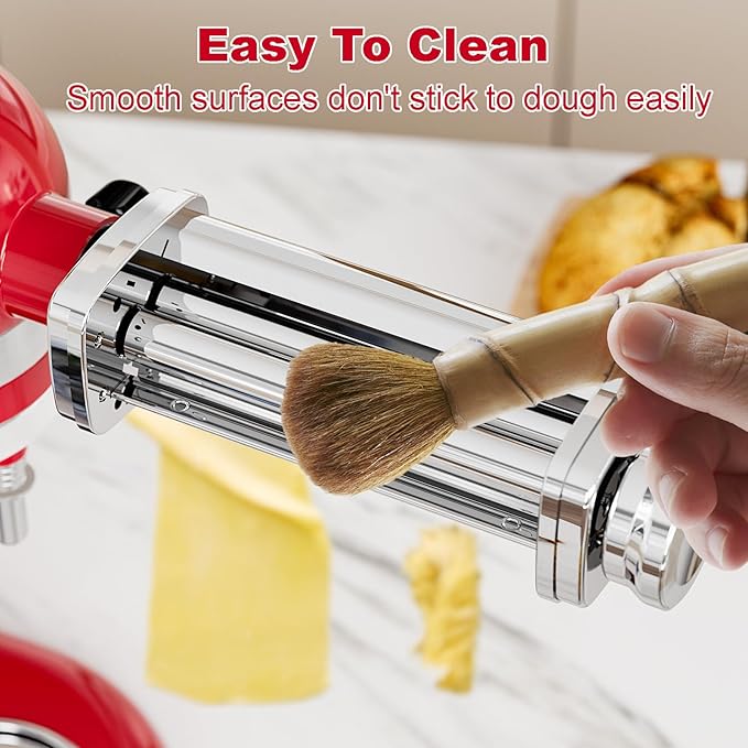 Pasta Roller Attachment for KitchenAid, Stainless Steel Dough Sheeter Attachment for KitchenAid Stand Mixer, 8 Gears Adjustable Thickness.