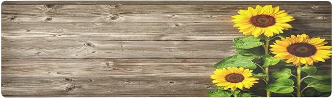 Autumn Yellow Sunflowers on Wooden Board Trivet Table Runner 40 Inches Long Trivet for Hot Pots and Pans/Hot Dishes,Table Protector Heat Up to 230F, Decorative Hot Plates Mat for Kitchen Countertop