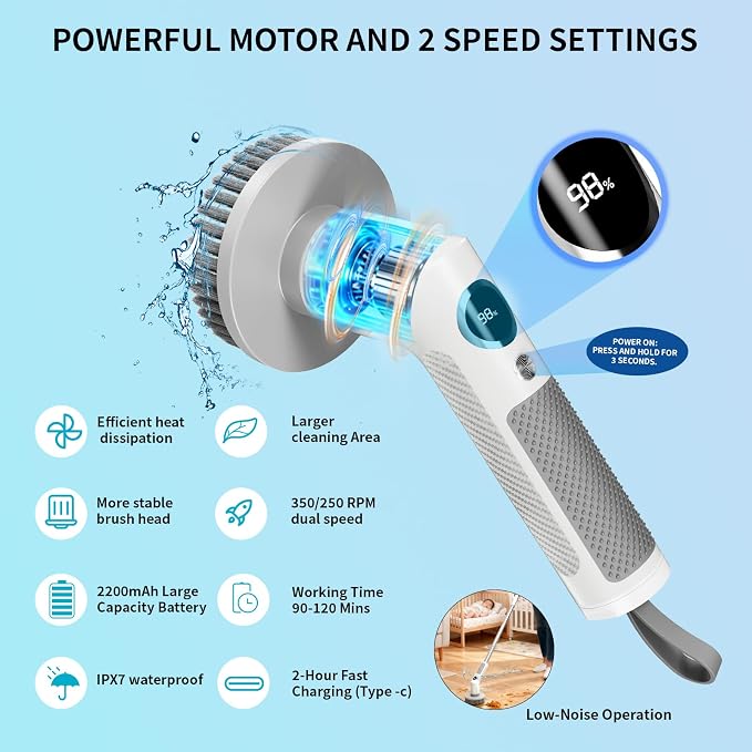 Bathroom Cleaning & Hand Care Bundle, Touchless Foaming Soap Dispenser and Cordless Electric Spin Scrubber Set