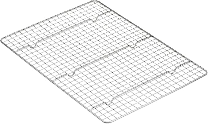 Amazon Basics Ceramic Nonstick Baking Sheets & Cooling Rack Set, Dishwasher Safe, Oven Safe, Half Sheet Size, Gray, 2-Pack
