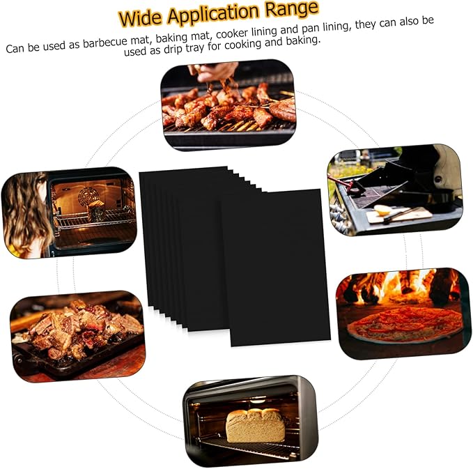 LABRIMP 9pcs Non-stick Oven Liners Reusable Baking Mats for Easy Cleanup High-temperature Resistant Cooking Fit for Ovens and Grills