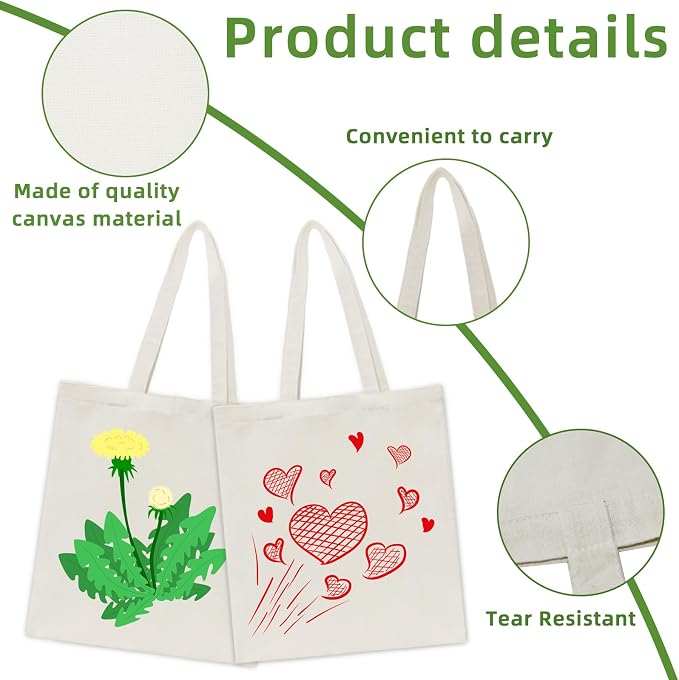 HECTOLIFE 6 I 12 I 24 I 48 Pack Canvas Tote Bags,Reusable Blank Canvas for Shopping Bags,Grocery Bags,DIY Gift Bags