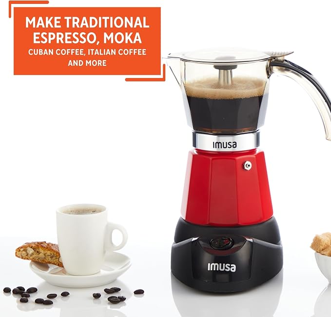 IMUSA 6 or 3cup Electric Espresso Maker, Red