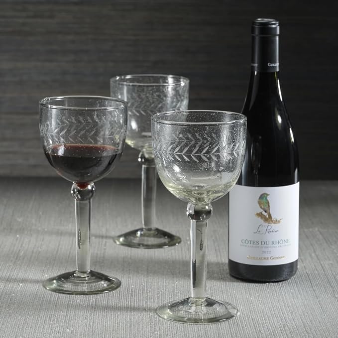 Zodax Tuscan Handmade Etched Glass - Set of 1 (Goblet)
