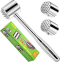 2-in-1 Real 316L Stainless Steel Meat Tenderizer Mallet Hammer, Professional Meat Pounder with 19 Sharp Needle Spikes, Dual-Sided Heavy Duty 1.09lb Versatile Kitchen Tool,Solid & Dishwasher Safe