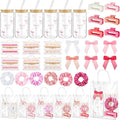 Suncalla 36 Pcs 6 Set Pink Birthday Gifts for Women, Sleepover Spa Party Girls Trip Bachelorette Party Favors for 6 People, Daisy Glass Cup Bracelets Hair Bands Hair Clip Tote Bags Bows