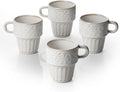 Mugs Set of 4, Ceramic Coffee Mug 12 OZ Beige, Stackable Mug, Set of 4, Microwave & Dishwasher Safe, Comfortable Grip for Latte Cappuccino Hot Chocolate, Perfect for Home Office & Holiday Gifting