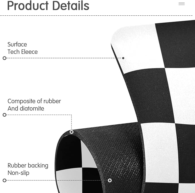 Kitchen Sink Splash Guard 1 PC 30 Inch Sink Faucet Mat Splash Guard for Bathroom Countertop Water Absorbent Foldable Cuttable Soft Washable Checkered Black and White