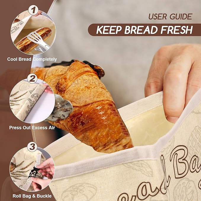 Beeswax Bread Bags for Sourdough, 3 Pack Reusable Bread Bag for Storage - XL 17x13 Inch and 10x8 Inch, Large Linen Bags for Homemade Sourdough - Keep Fresh, Freezer Safe