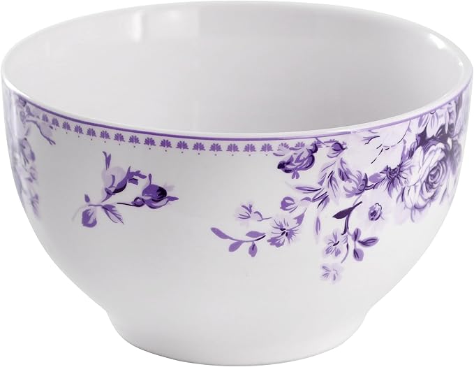 Elama Traditional Rose 16 Piece Porcelain Dinnerwar/Tableware Set, Service for 4 (Purple)