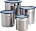 Tramontina 4-Piece Food Storage Containers with Silicone Lids, Stainless Steel Reusable Canister Set, Kitchen Pantry Organizer for Oats, Flour, Cereal, Sugar, Snacks (Blue)