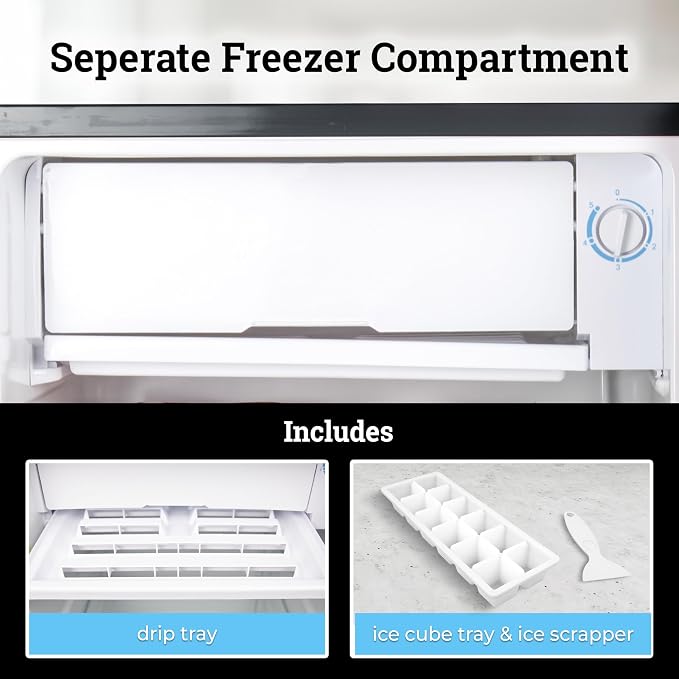 Igloo 2.6 Cu.Ft Mini Fridge with Freezer- Single Door Compact Refrigerator with Glass Shelves for Homes, Dorms & Offices- Keep Snacks, Drinks & Frozen Foods Cool with Temperature Control Fridge- Black