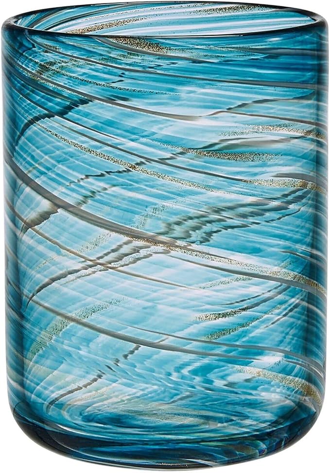 Mikasa Color Swirl Rocks Double Old Fashioned Glasses, Set of 4, Blue