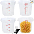 4 Pack 18 Qt Round Food Storage Containers with Lids, Translucent | Translucent containers with lids, easy-read scale, labels and measuring cups; stackable for prep, storage and freezer use.