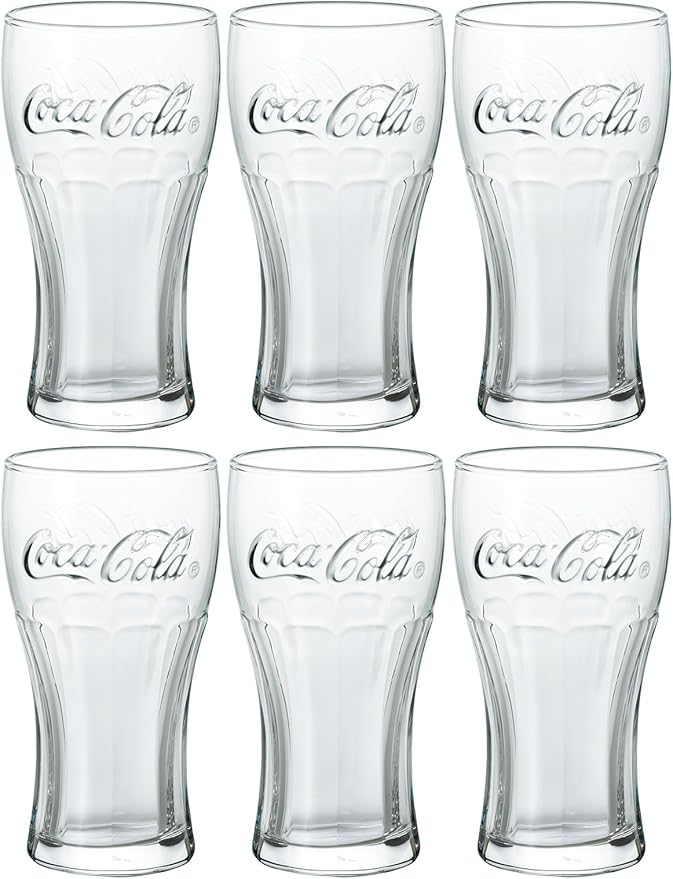 ADERIA B5469 Coca-Cola Genuin Glass, Clear, 12.5 fl oz (370 ml), Set of 6, Made in Japan, Highball Cup, Wedding, Celebration, Beer, Stylish, Gift, Glass, Sake, Birthday, Women, Tumbler, Men's,