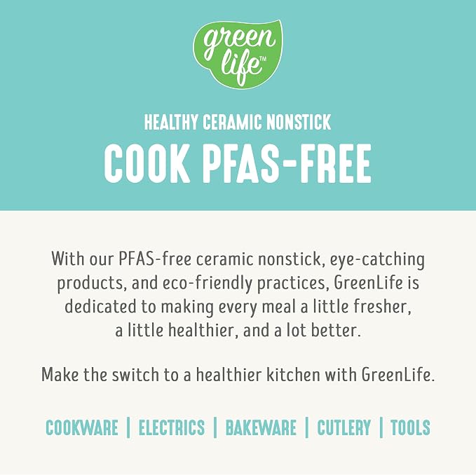 GreenLife Soft Grip 16 Piece Cookware Set, Non-Toxic PFAS-Free Ceramic Nonstick, Pots, Frying, Sauce, Saute, Glass Lids, Stay-Cool Handles, Wobble Free Bases, Dishwasher & Oven Safe, Turquoise