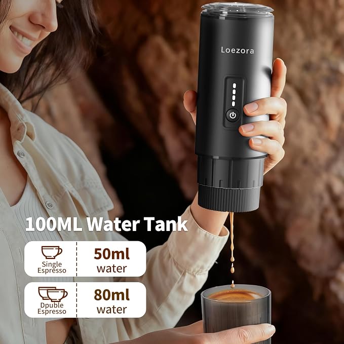 Portable Espresso Machine, 20Bar Self‑Heating & Cold Brew Coffee Maker, Rechargeable 7500mAh, 3‑in‑1 for Nespresso & Ground Coffee, Travel Coffee Machine for Camping Car (Black)