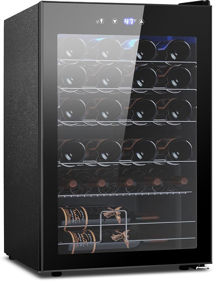Electactic Wine Cooler Refrigerator 4.4Cu.ft, 37 Bottle Freestanding Cabinet Wine Cellars, Wine Fridge with Glass Door for Home Use, Protecting Your Reds and Whites
