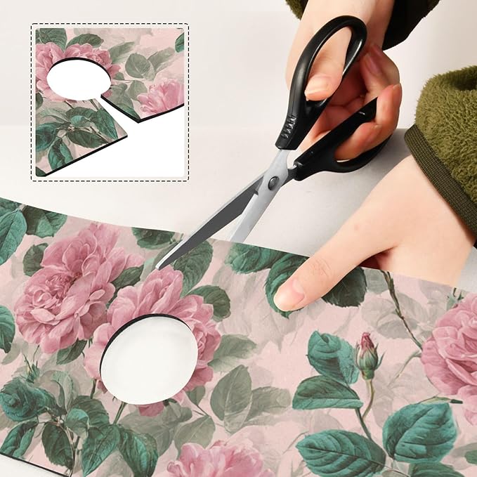 Kitchen Sink Splash Guard 2 PCS 30 Inch Sink Faucet Mat Splash Guard for Bathroom Countertop Water Absorbent Foldable Cuttable Soft Washable Pink Vintage Roses with Leaves