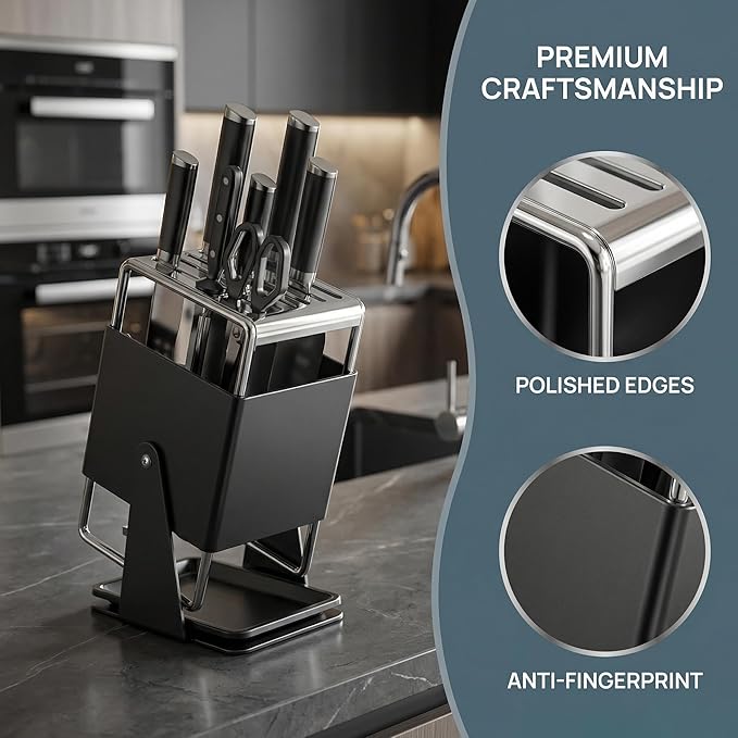 Universal knife rack - Stainless steel kitchen knife rack, suitable for storing kitchen knives, a kitchen storage wonder that is easy to clean. (Grey1)