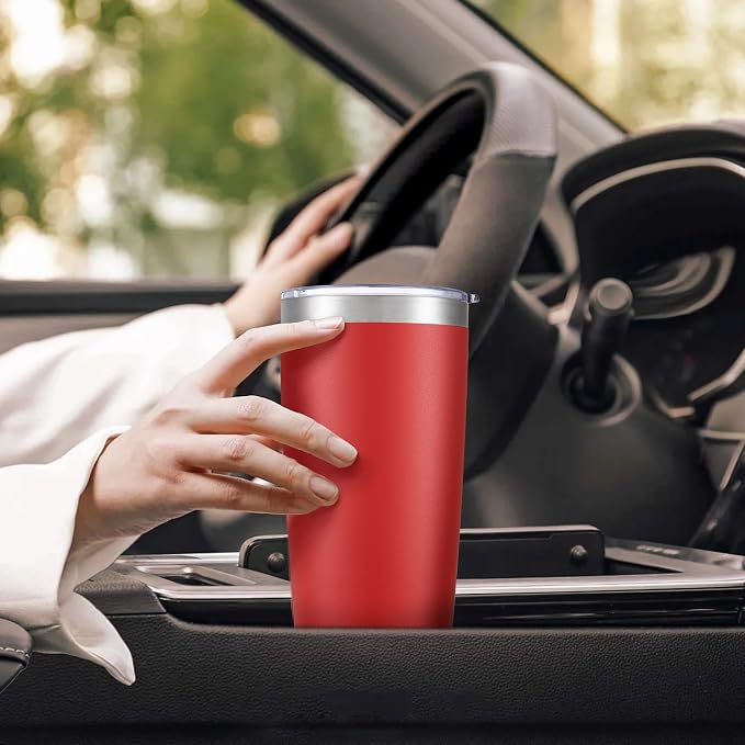 20 oz Tumbler with Lid Stainless Steel Insulated Tumblers Bulk Double Wall Vacuum Cups Powder Coated Travel Mug Keep Drinks Cold and Hot, Wine Red, 12 Pack
