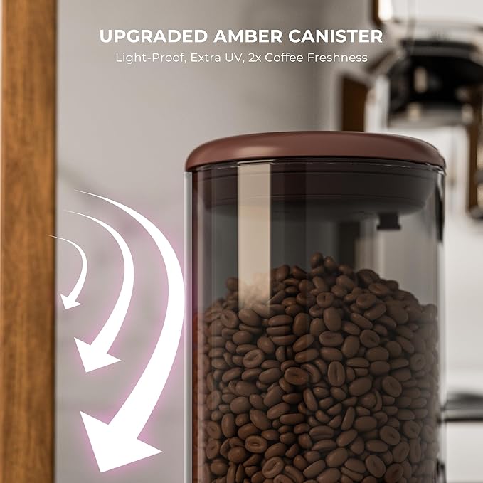 6OZ Amber Glass Coffee Canister with Pop Lid & CO₂ Valve - UV Protection Ground Coffee Containers for Travel & Outdoor - Keep Coffee Fresh